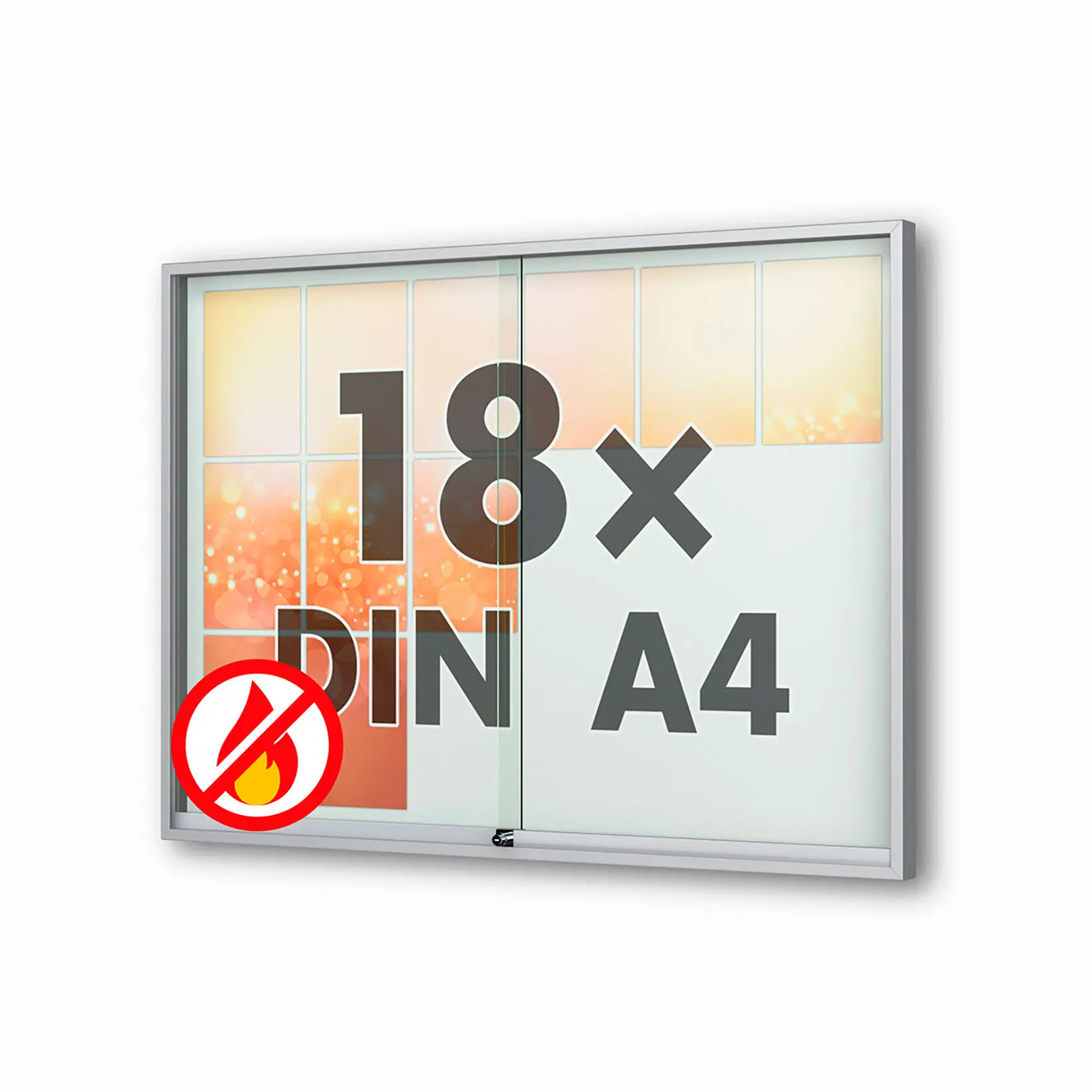 18 x DIN A4 Schaukasten Fortis mit Schiebetüren - 60 mm Bautiefe