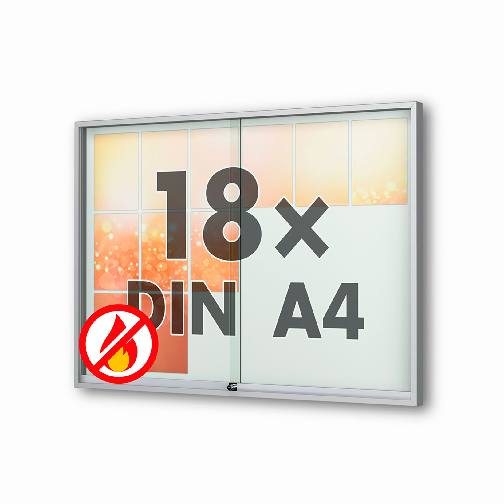 18 x DIN A4 Schaukasten Fortis mit Schiebetüren - 60 mm Bautiefe